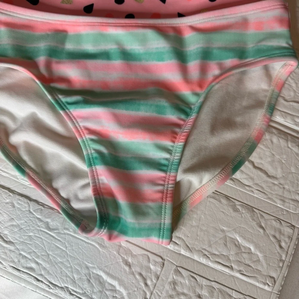 Cat & Jack Watermelon Pink and Mint Swimsuit Set Size L (10/12)